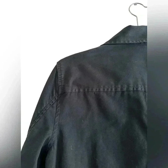 LL Bean Womens Jacket 4 Black Chambray Denim Button Pockets Travel Coat Outdoor - Picture 7 of 13